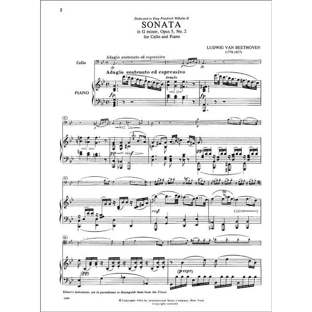Shar Music Beethoven Sonate 2 g-moll op.5 Noten Cello Klavier