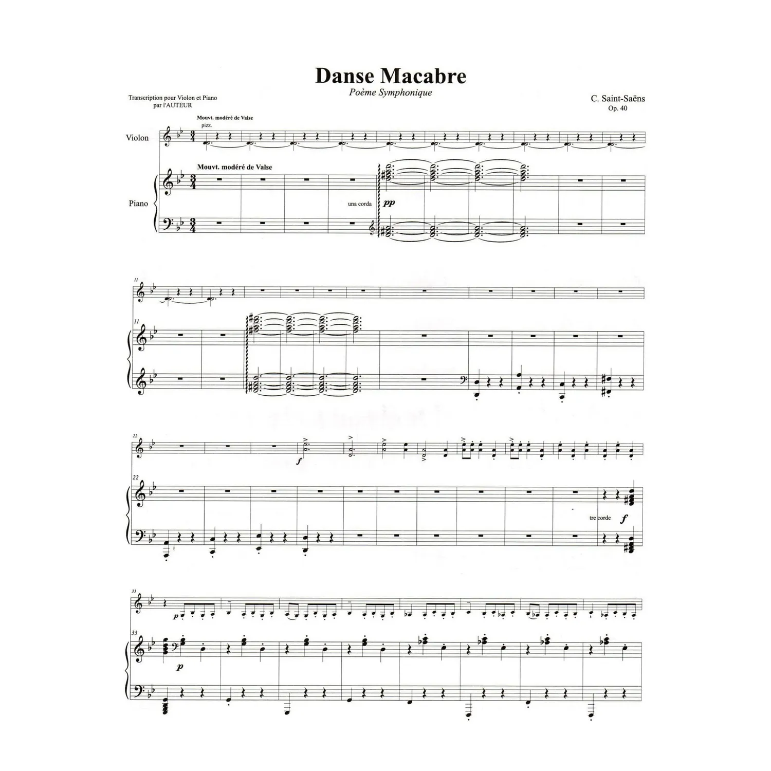 Kalmus Saint-Saens Danse Macabre Op. 40 Noten Violine Klavier Scordatura