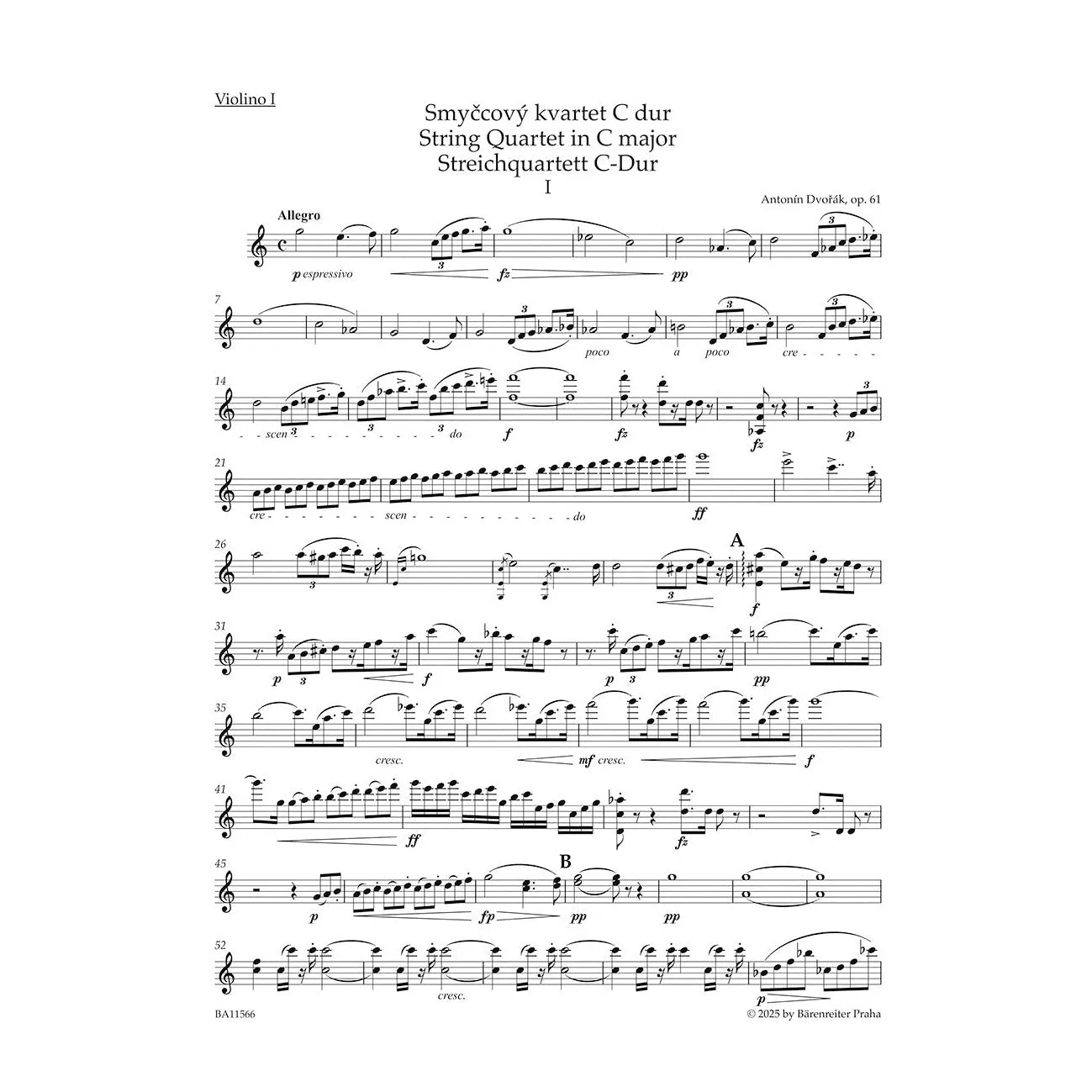Shar Music Dvorák Quartett Nr. 11 C-Dur op. 61 Noten Urtext