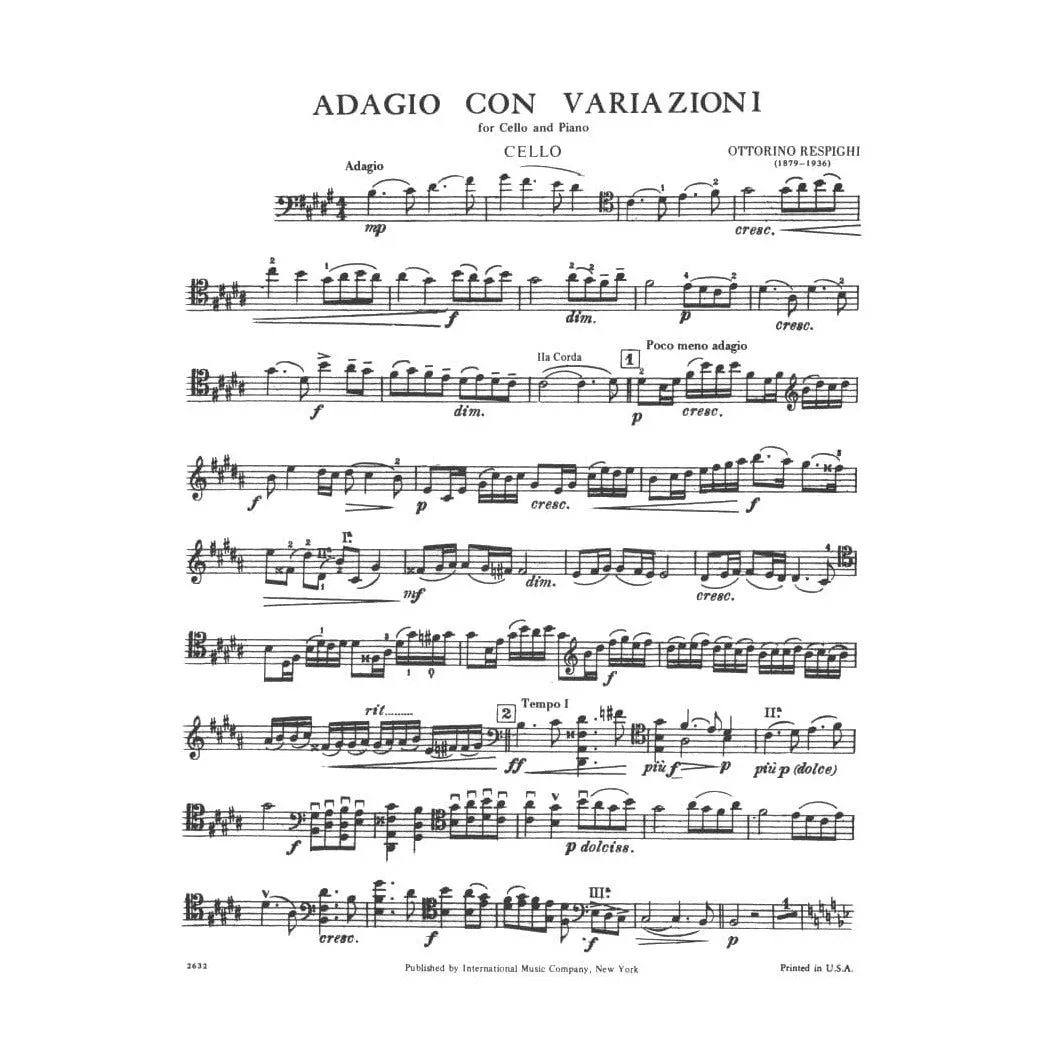 International Respighi Adagio con Variazioni Cellonoten Klavier