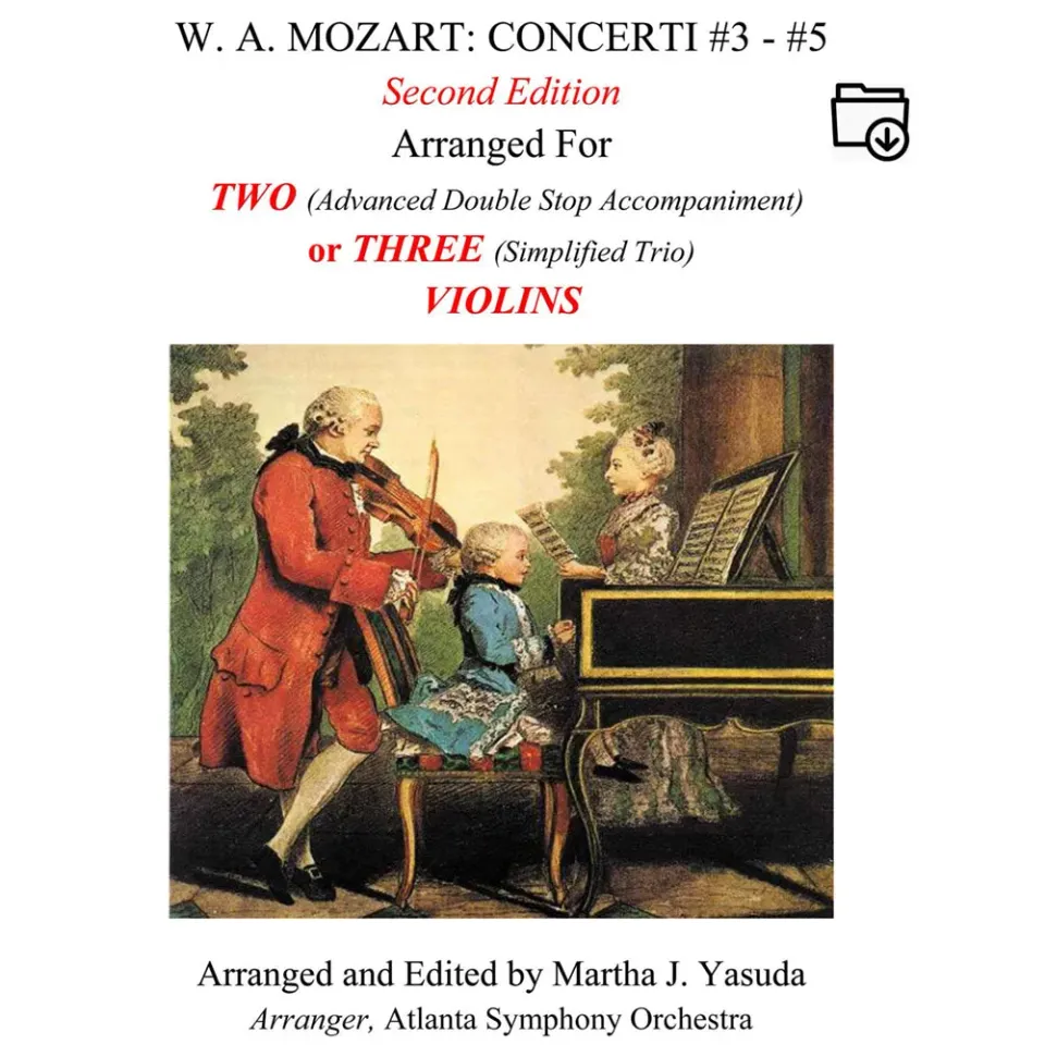Yasuda Mozart Concerti Nr 3-5 Violinen Noten Download Duo Trio