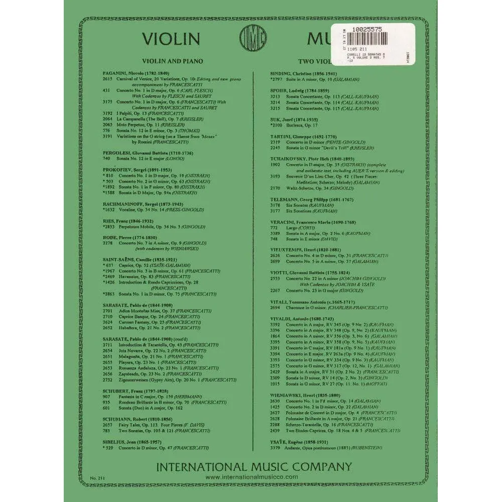 Shar Corelli 12 Sonaten Op.5 Vol.2 Violinenoten