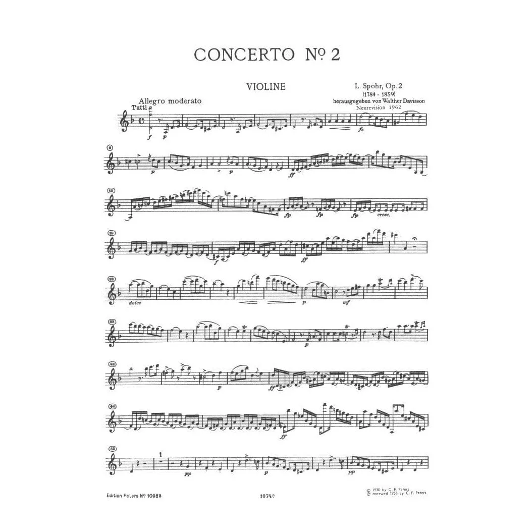 Shar Music Spohr Konzert Nr. 2 d-Moll Op. 2 Noten für Violine und Klavier