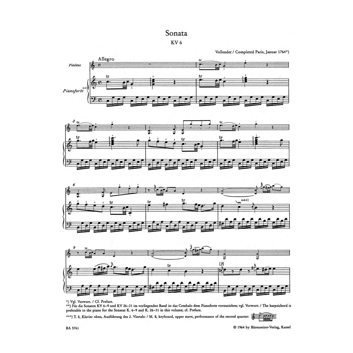 Bärenreiter Mozart Klavier Violine Noten Band 1 Urtext