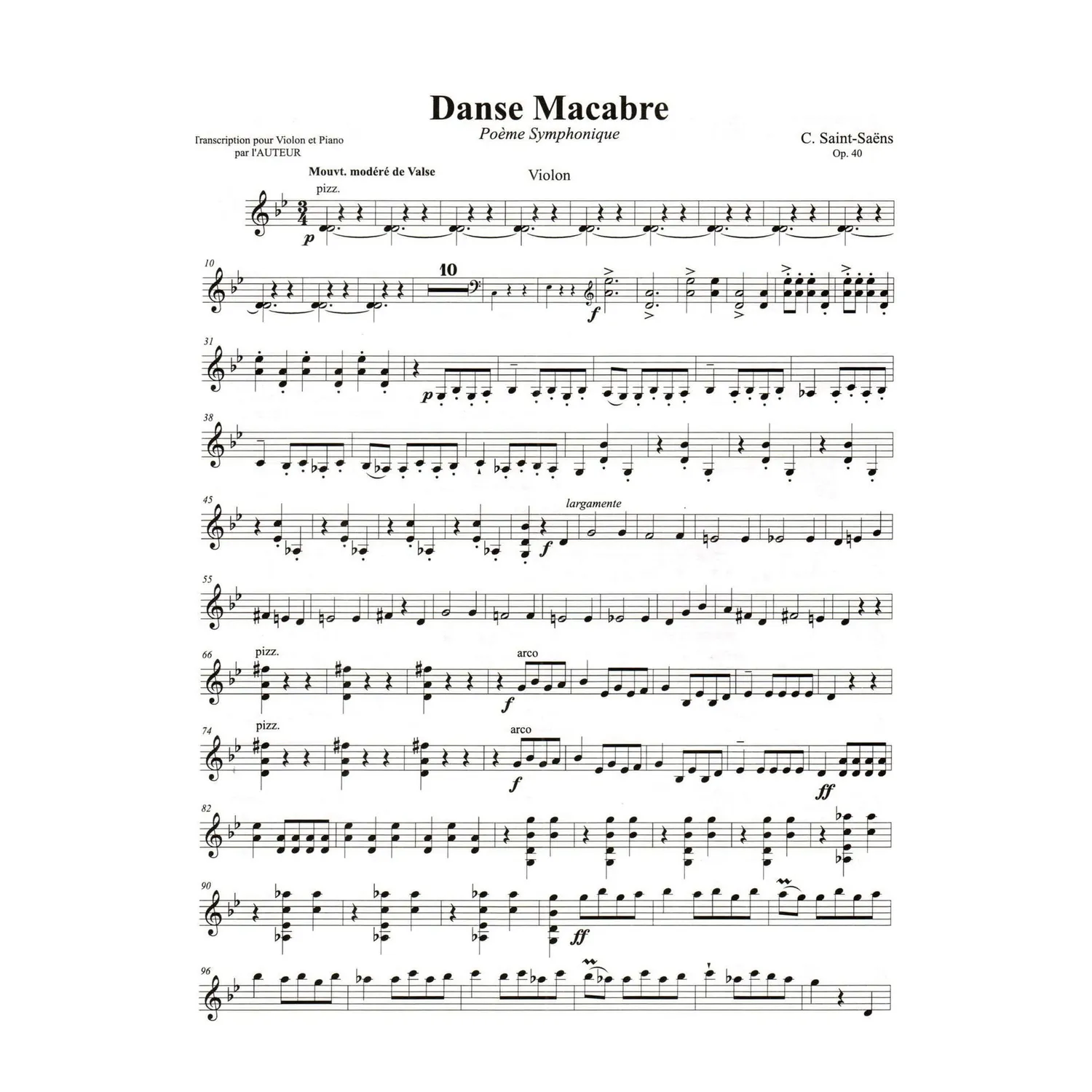 Kalmus Saint-Saens Danse Macabre Op. 40 Noten Violine Klavier Scordatura