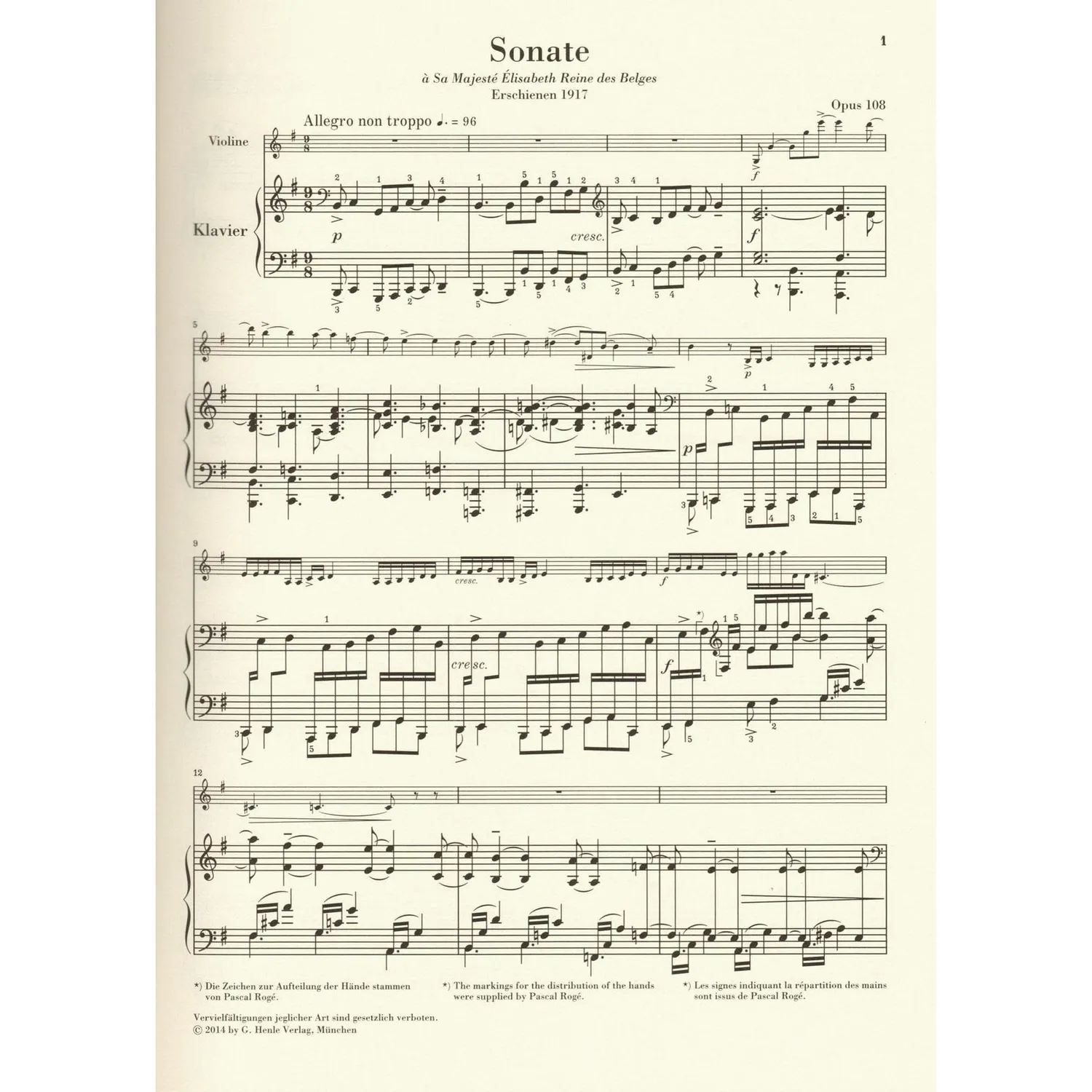Henle Fauré Sonate Nr.2 e-Moll Op.108 Noten Violine