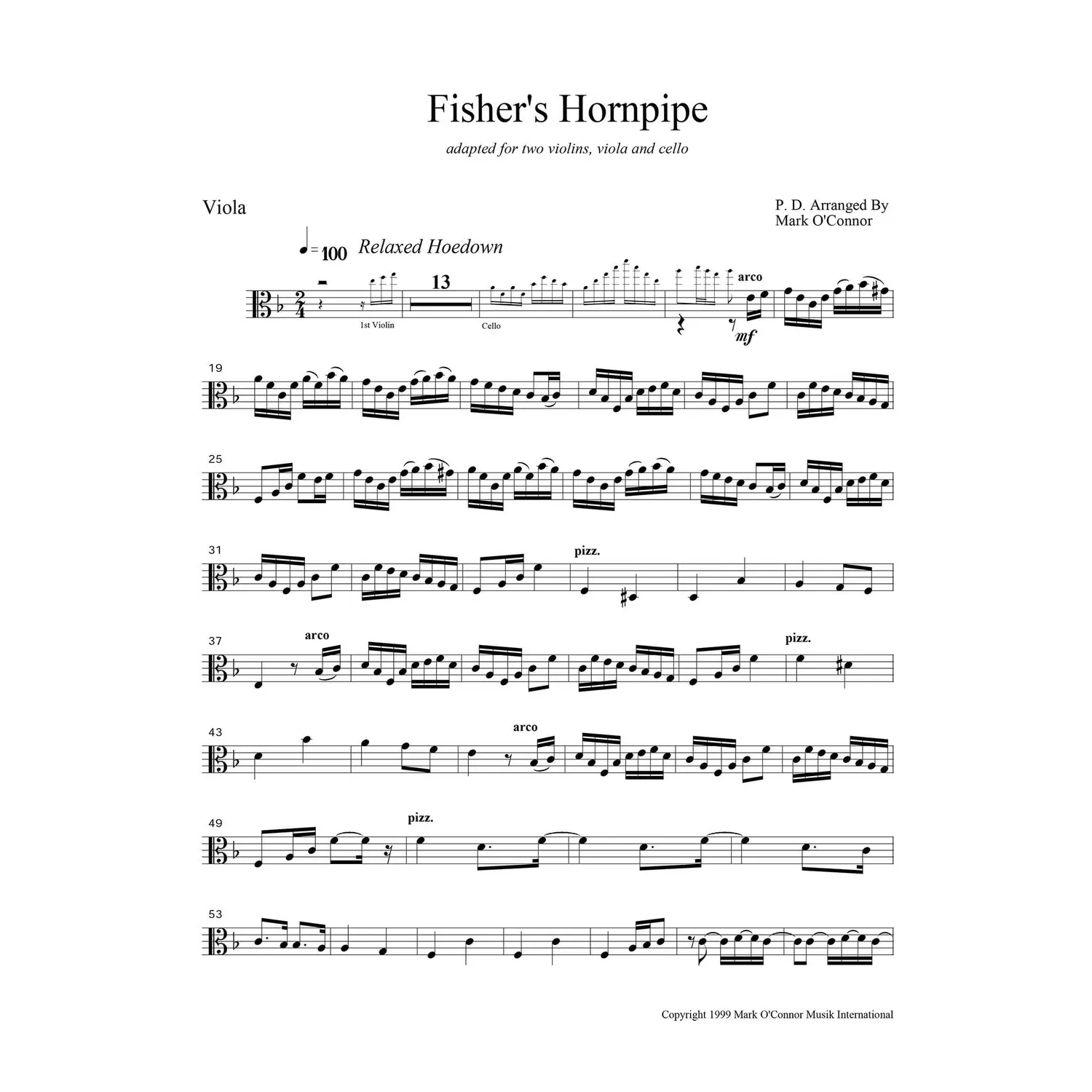 Mark O'Connor Fisher's Hornpipe Noten Viola Download