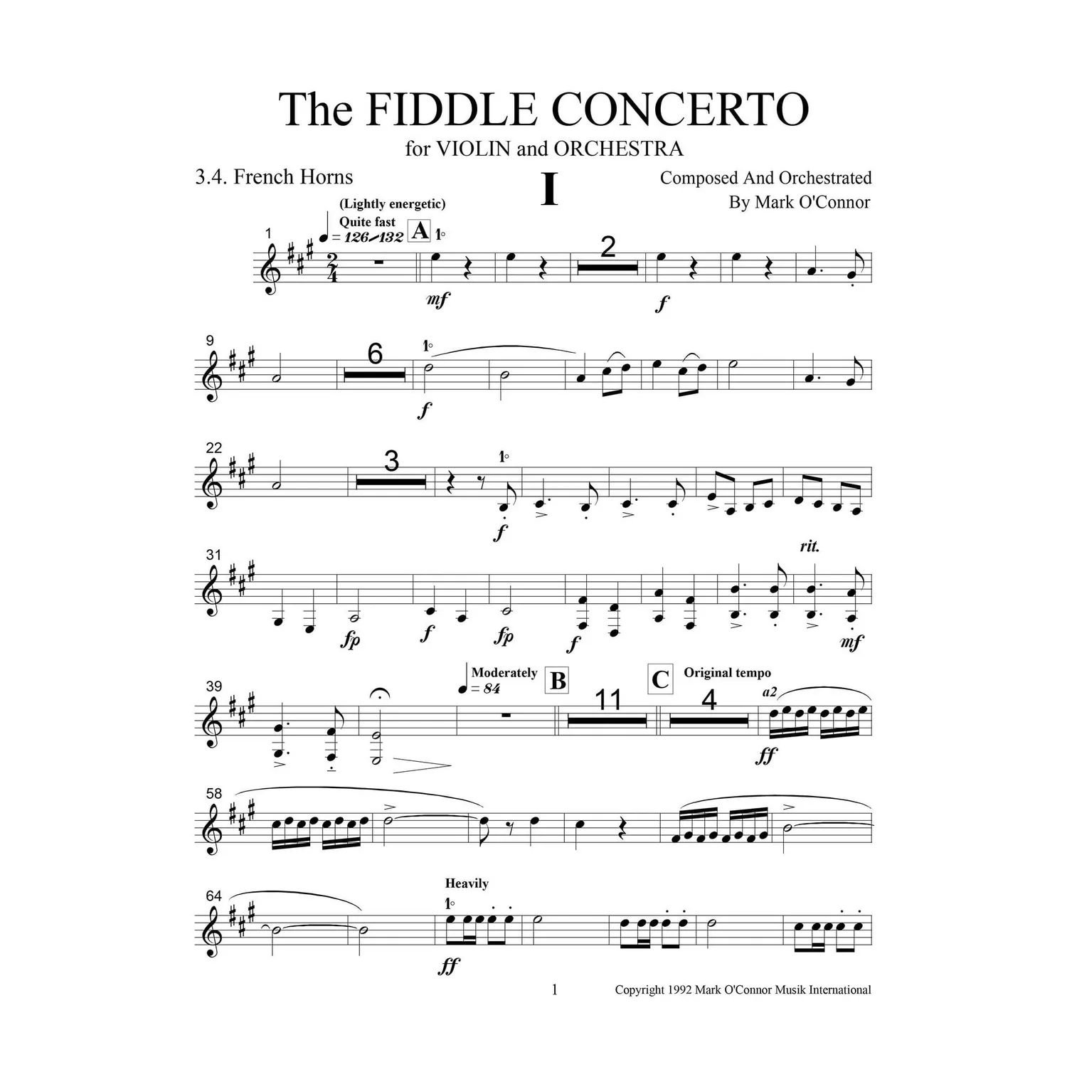 Mark O'Connor Fiddle Concerto Noten Blechbläser Download