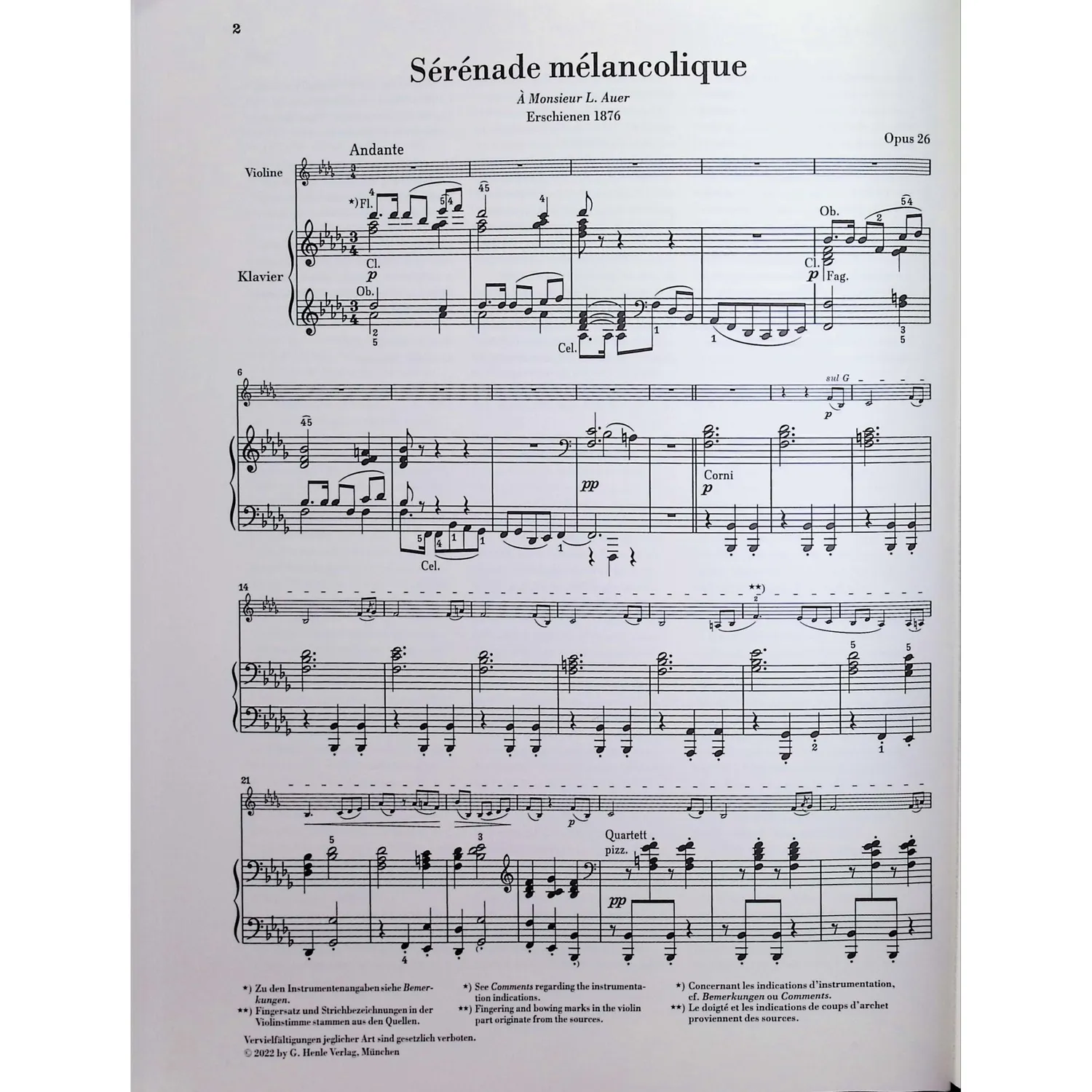 Henle Tschaikowsky Werke Violine Klavier Urtext Noten