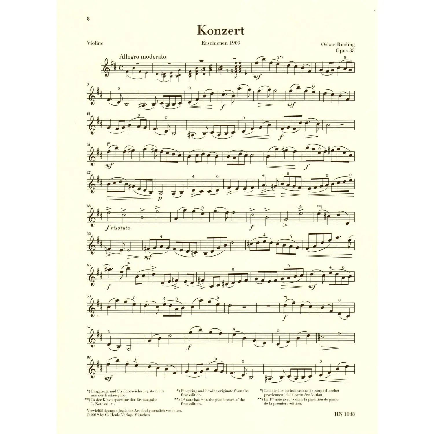 Henle Rieding Konzert h-moll Op 35 Noten Violine Klavier Urtext