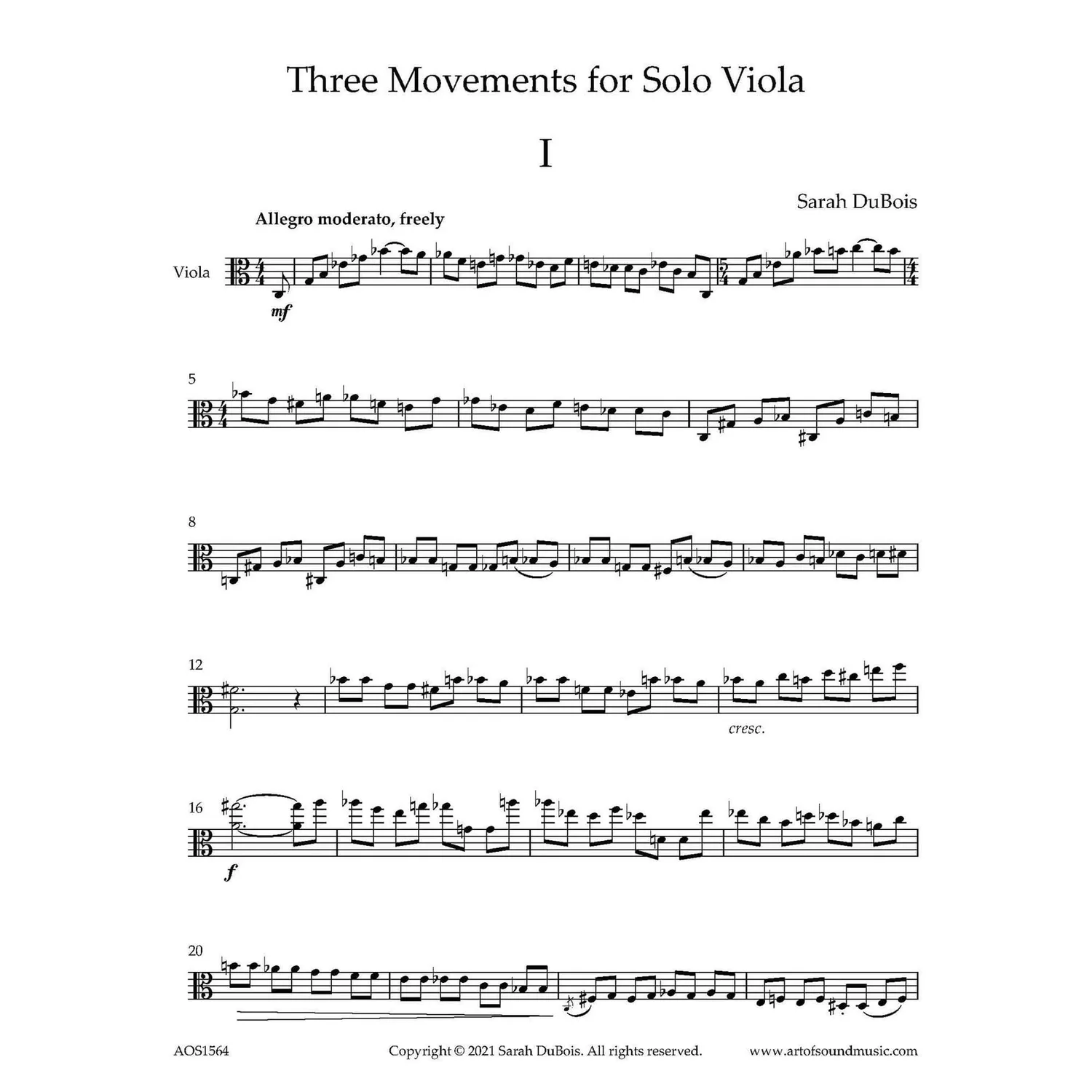 DuBois 3 Mouvements Solo-Bratsche Noten Download solo