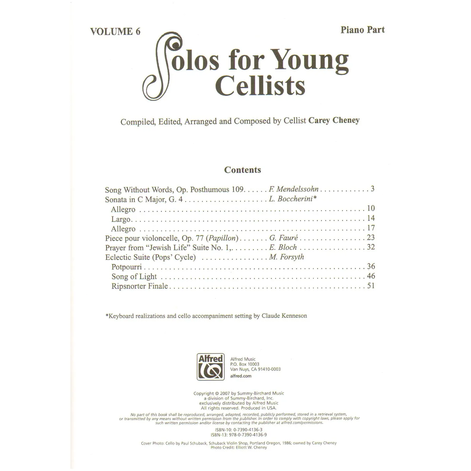 Shar Music Solos for Young Cellists Vol. 6 Noten Cello Klavier