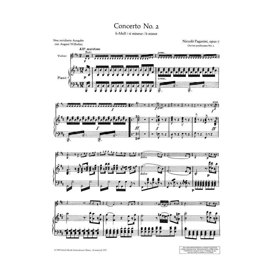 Paganini Konzert Nr 2 h-moll Op 7 Noten La Campanella