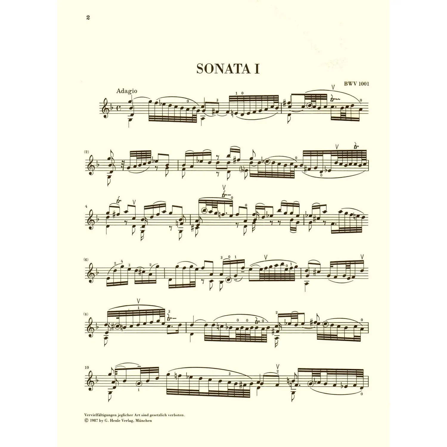 Henle Bach Sonaten Partiten BWV 1001-1006 Noten Violine Urtext