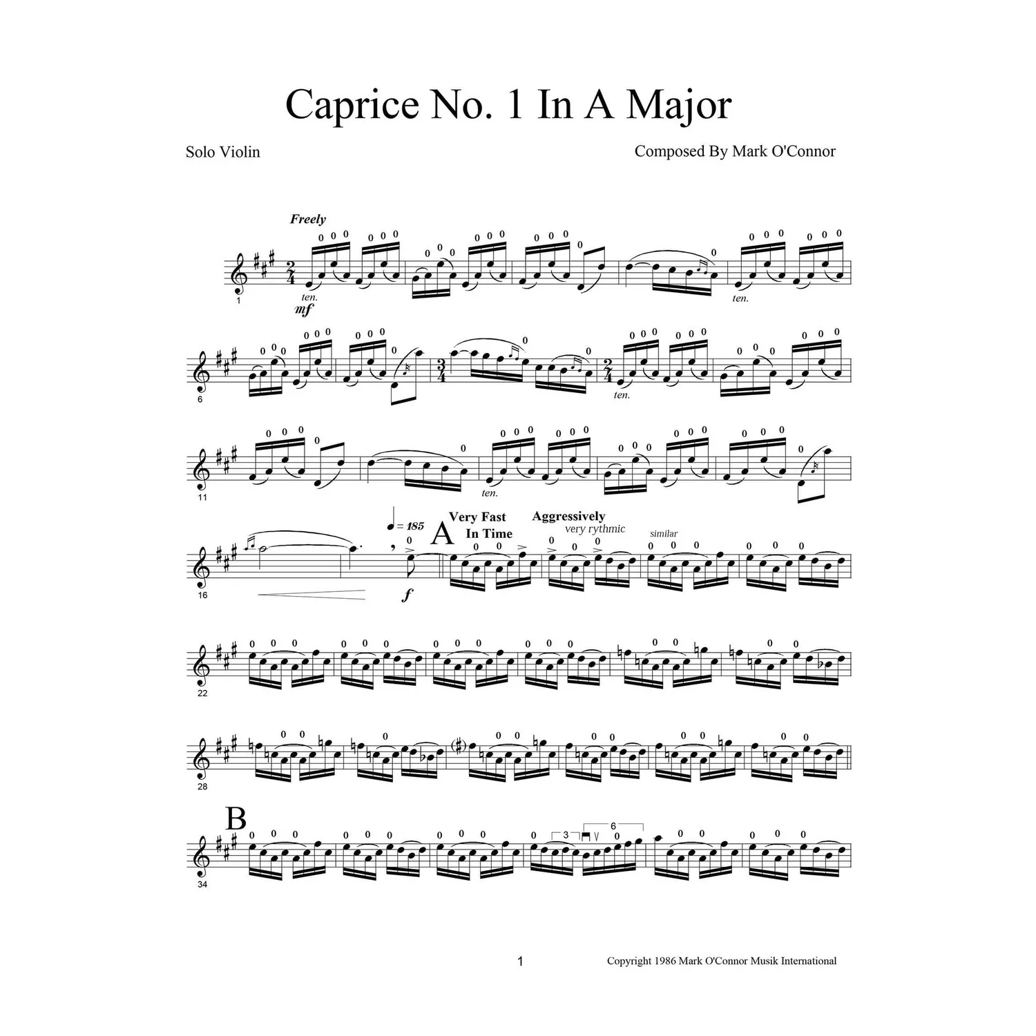 Shar Music O'Connor Caprices Nr.1-6 Noten Violine Download