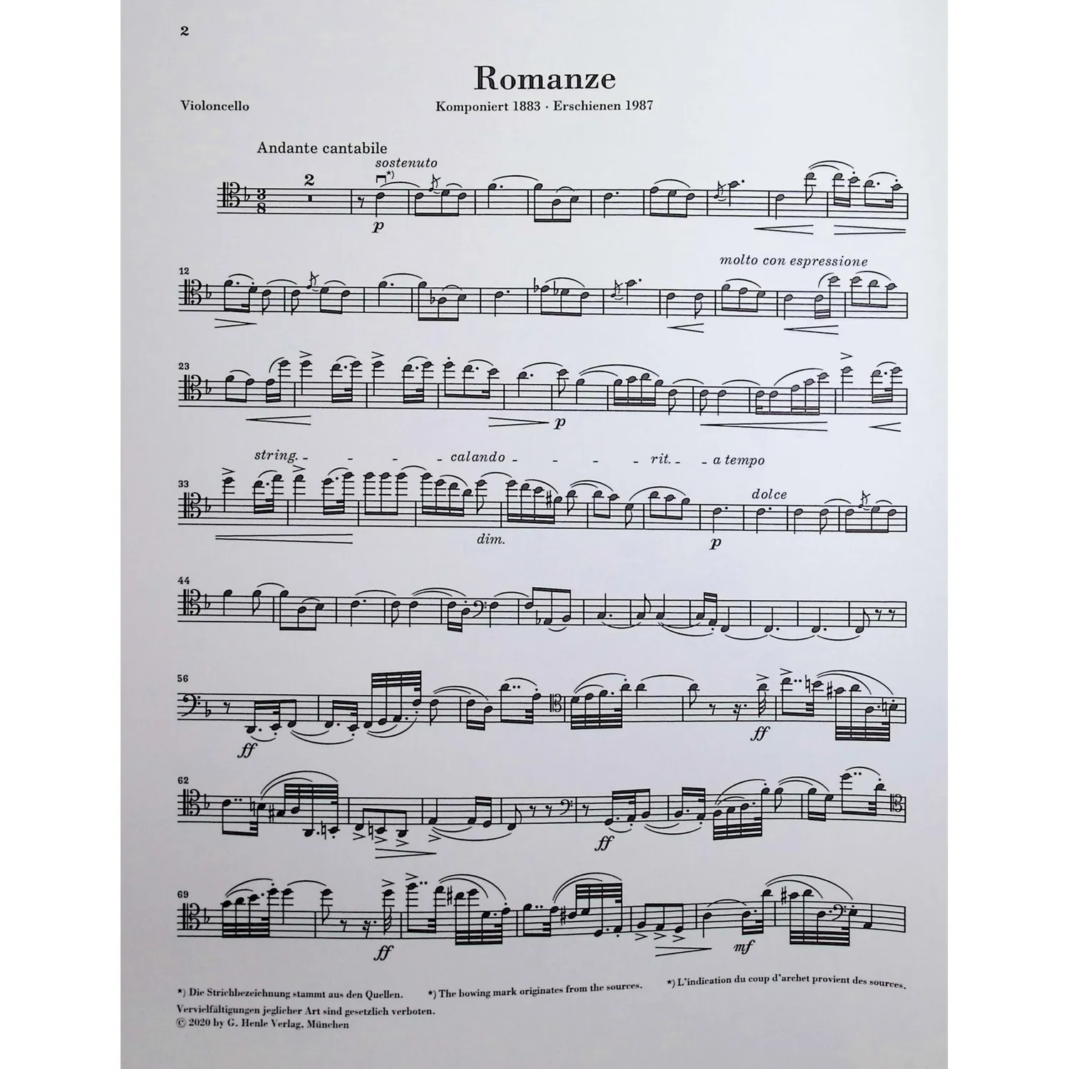 Henle Strauss Romanze F-Dur Violoncello Klavier Urtext