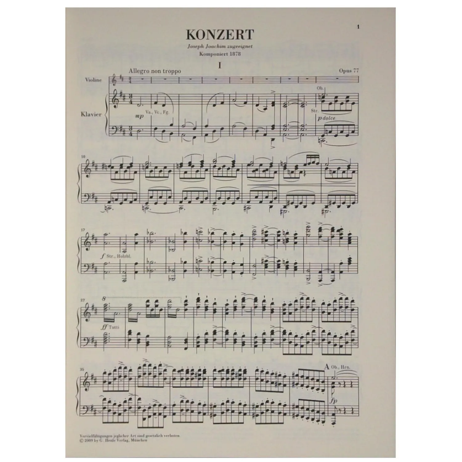 Henle Brahms Violinkonzert D-Dur Op.77 Violinnoten Zimmermann