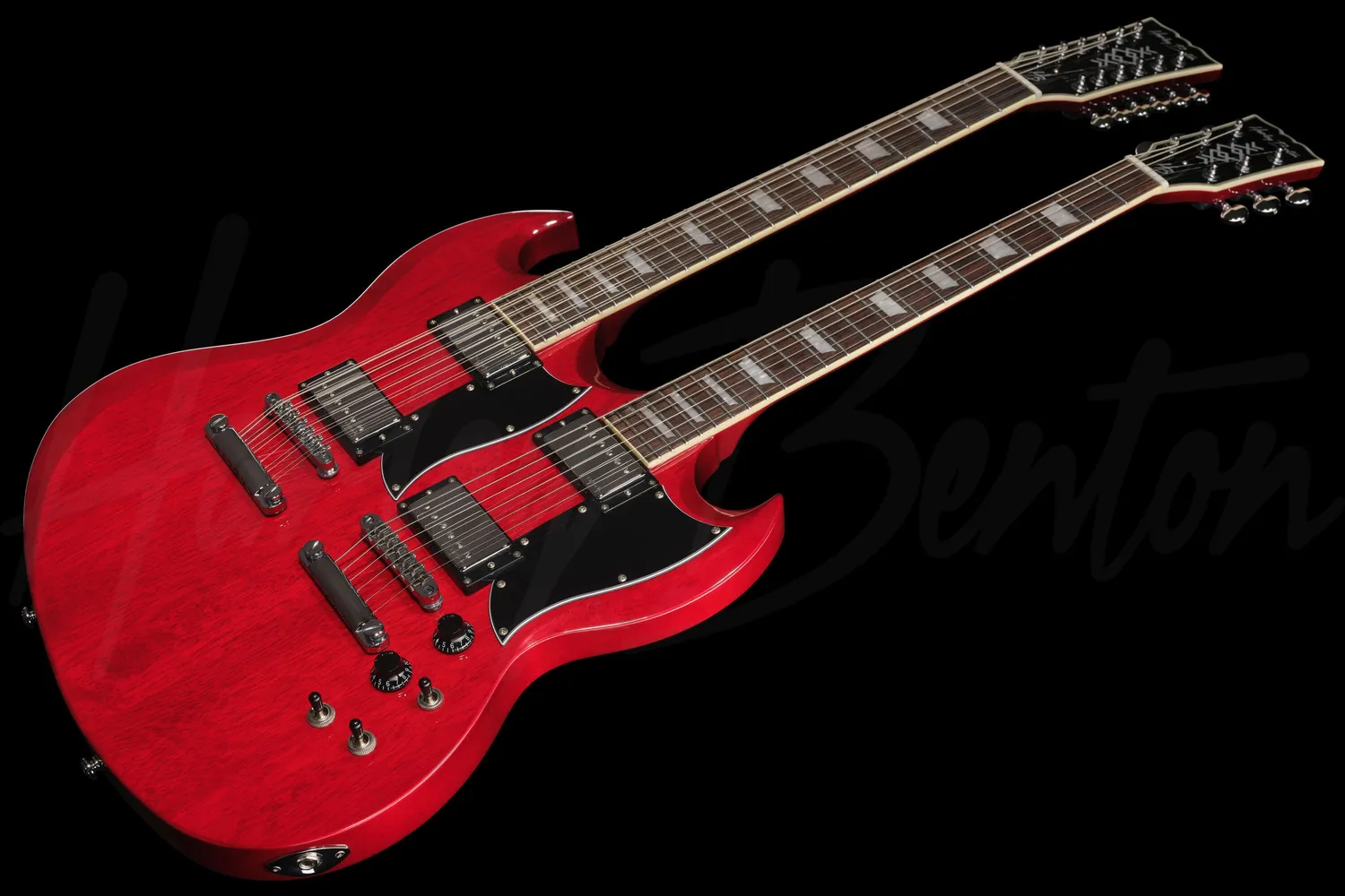 Harley Benton Vintage DC-Custom II 612 Cherry Doppelhals-Gitarre