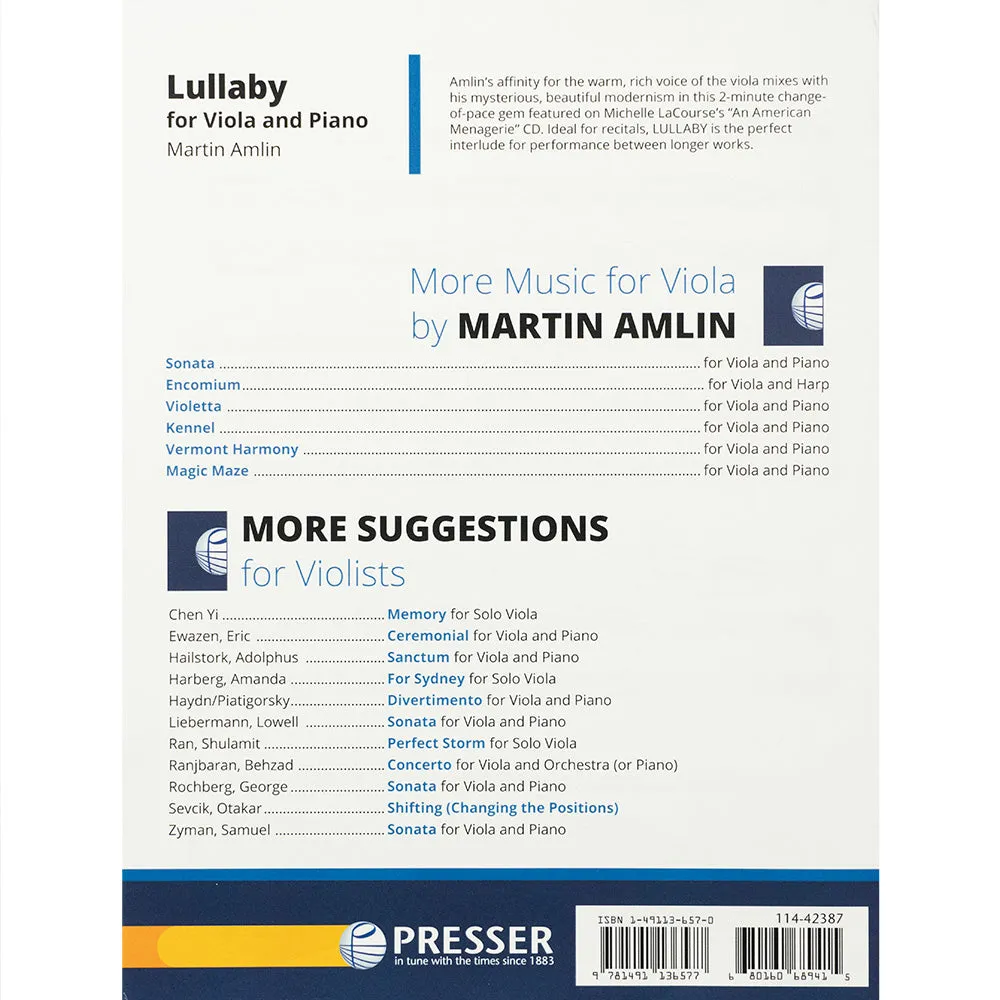 Martin Amlin Lullaby Bratschennoten Viola Klavier