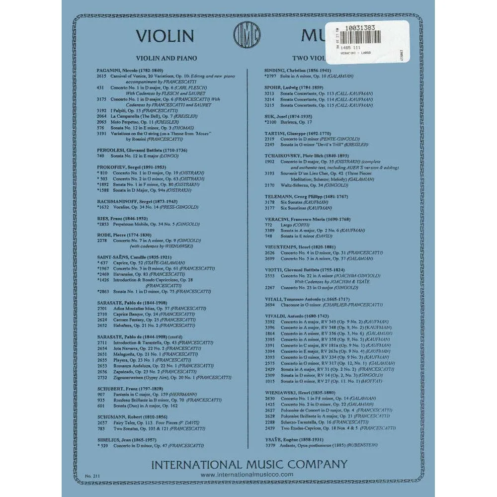 International Veracini Largo Violin Noten Violine Klavier