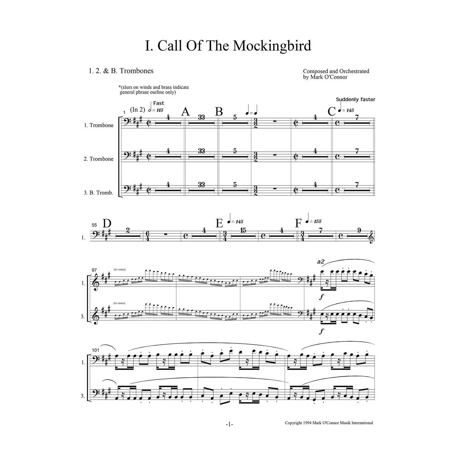 Mark OConnor Three Pieces Violine Noten Download Blech