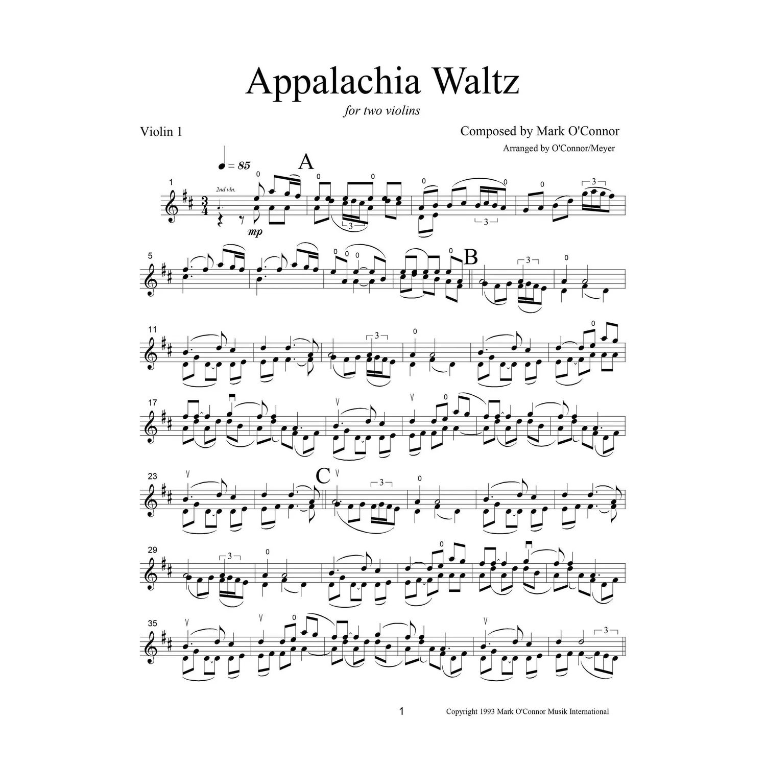 Shar Music O'Connor Appalachia Waltz Violinnoten Download