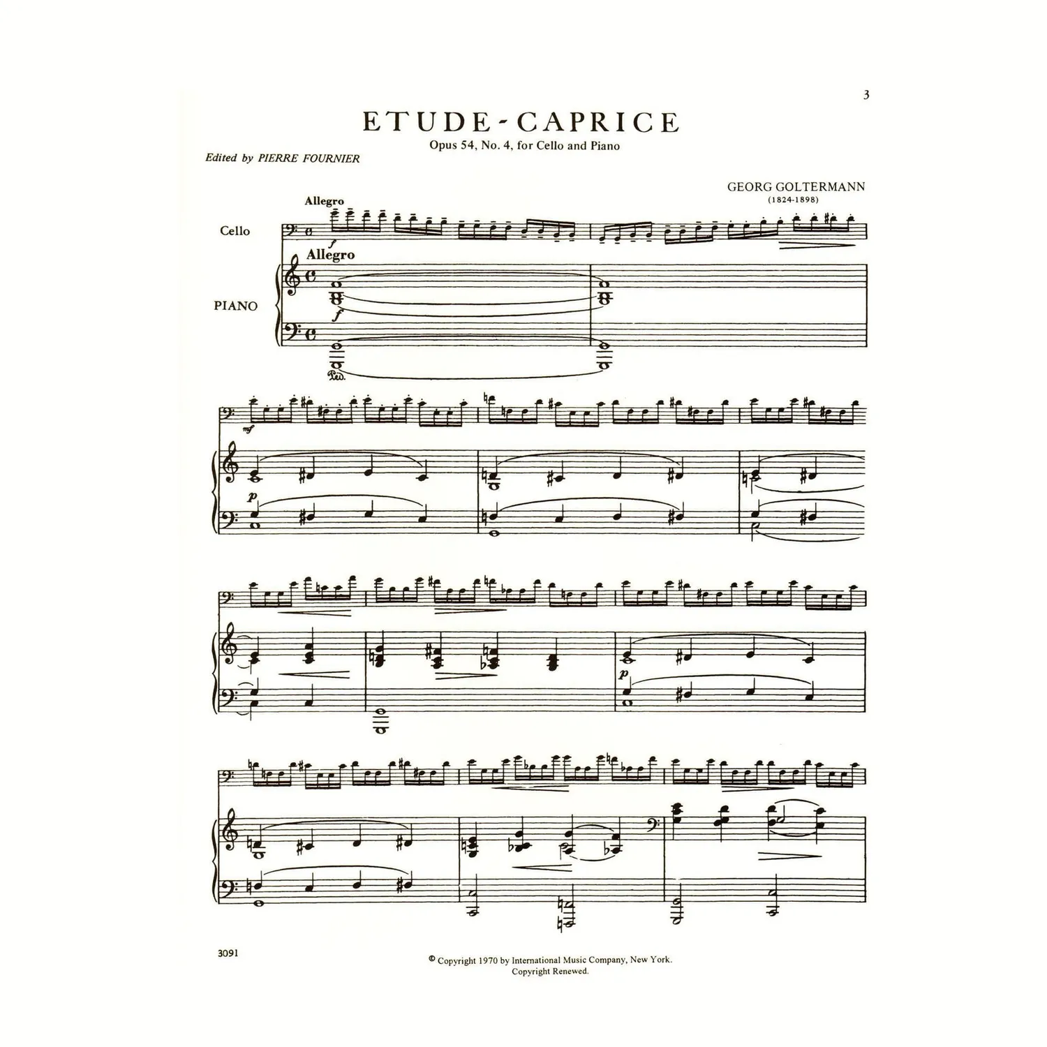 Goltermann Etüde-Caprice Op.54 Nr.4 Noten Cello Klavier
