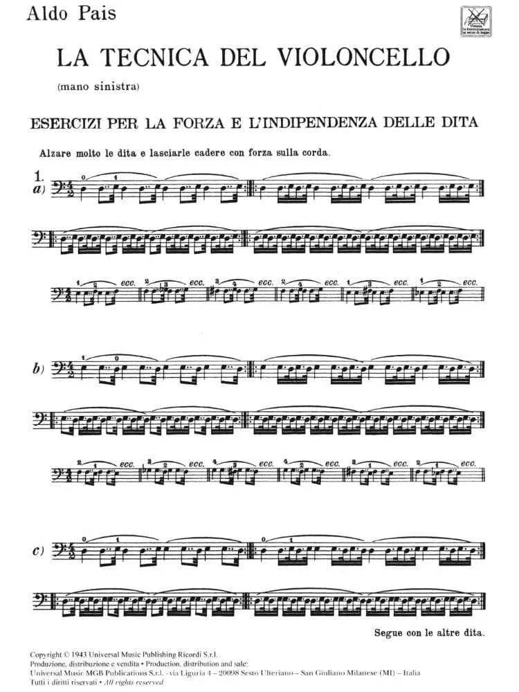 Ricordi Pais Technica Violoncello Cello Technik