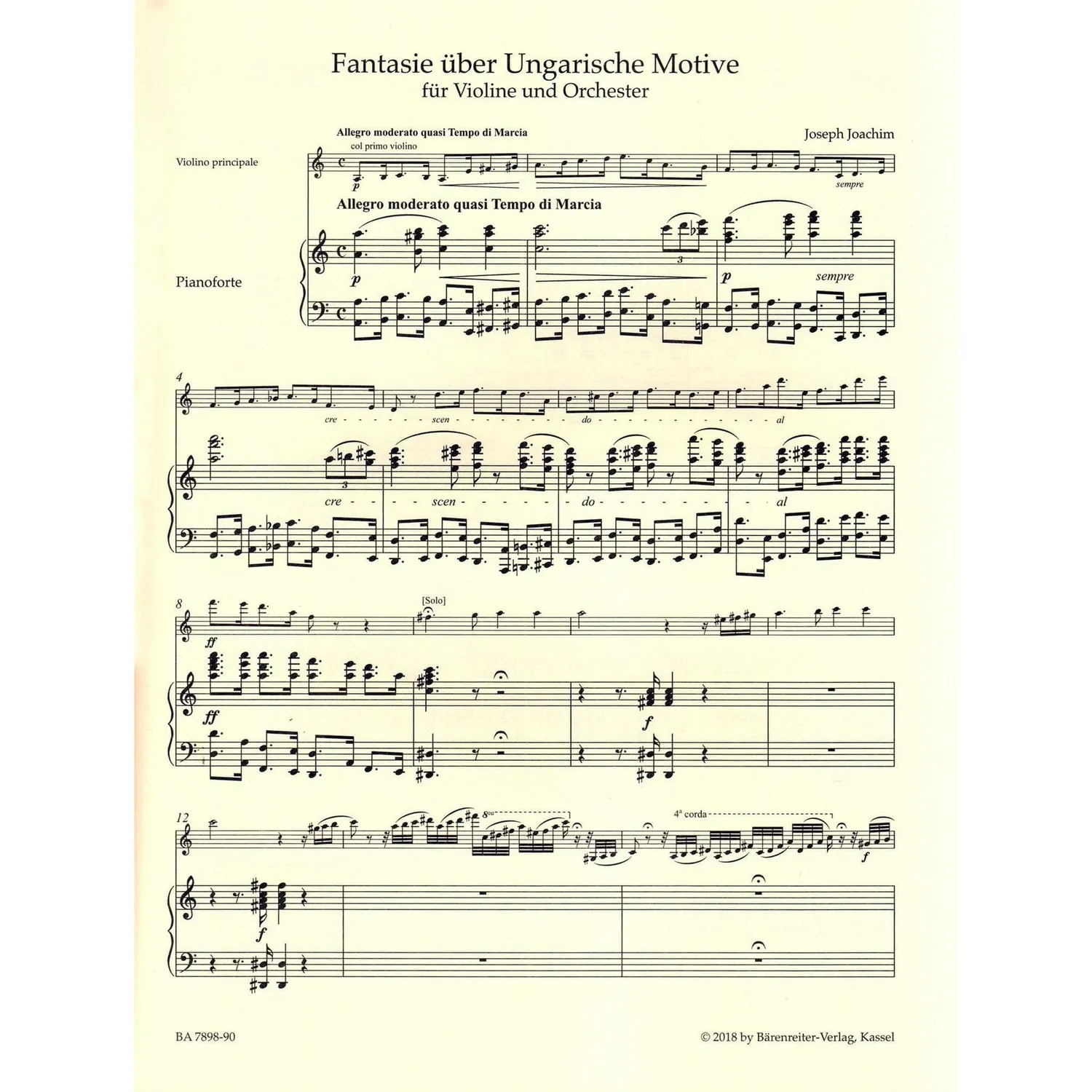Bärenreiter Joachim Fantasien Violin-Noten Urtext
