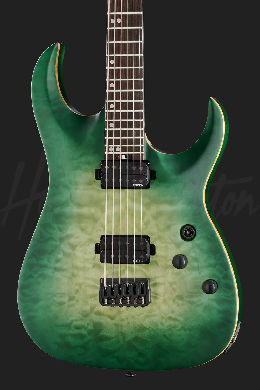 Harley Benton Amarok-BT EGNT E-Gitarre Bariton Quilted Burst