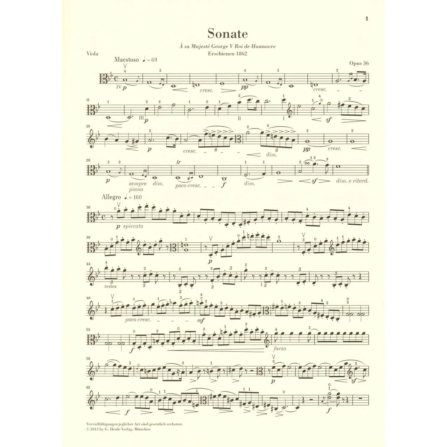 Henle Vieuxtemps Sonate B-Dur op. 36 Bratschennoten Klavier
