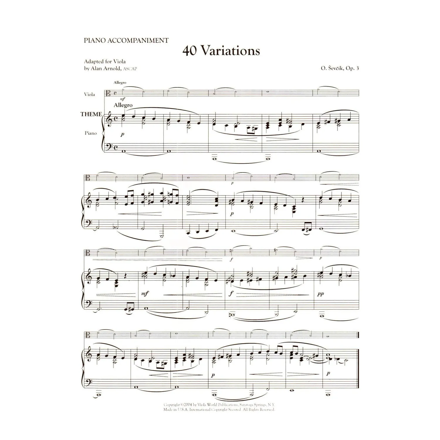 Sevcik 40 Variationen Op 3 Noten Viola Arnold Viola World