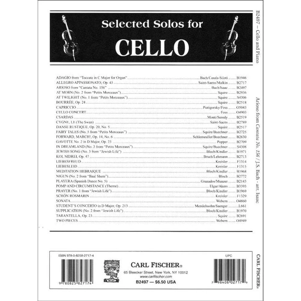 Fischer Bach Arioso BWV 156 Noten Cello Klavier