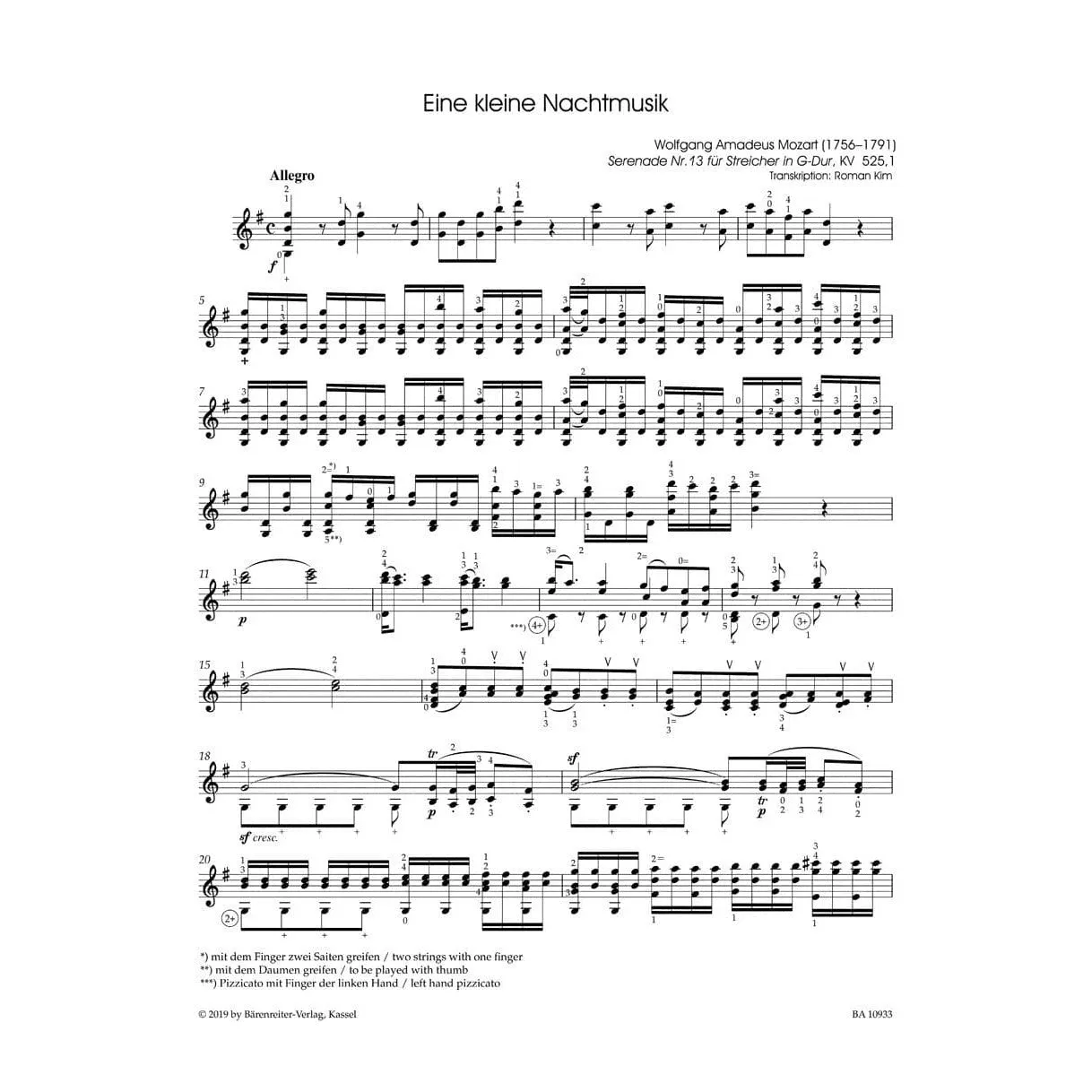 Shar Mozart Kleine Nachtmusik Violinsolo Kim Bärenreiter