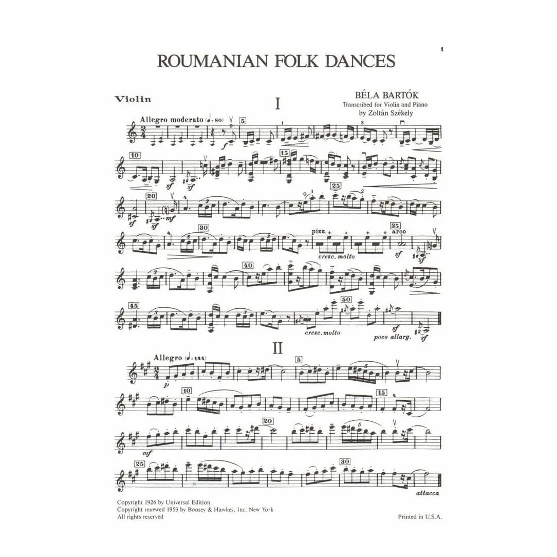 Shar Music Bartok Rumänische Volkstänze Noten Violine Klavier