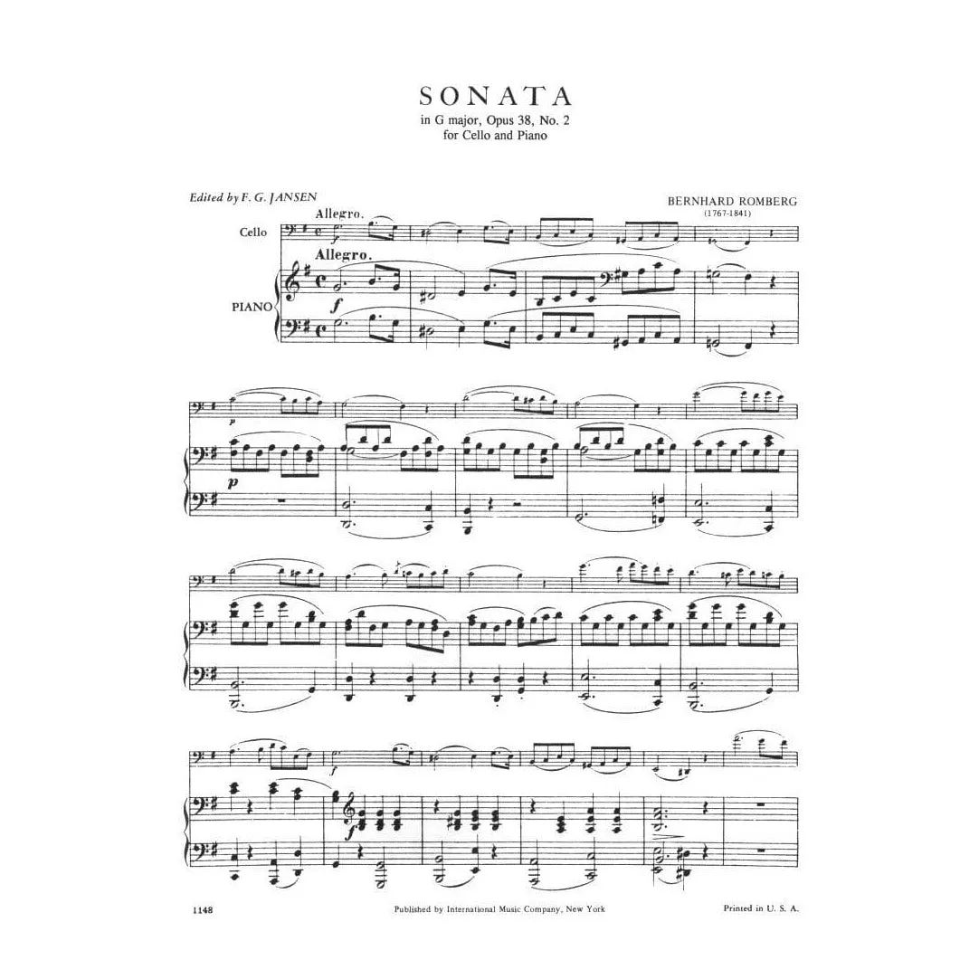 International Music Romberg Sonate G-Dur op.38 Nr.2 Cello