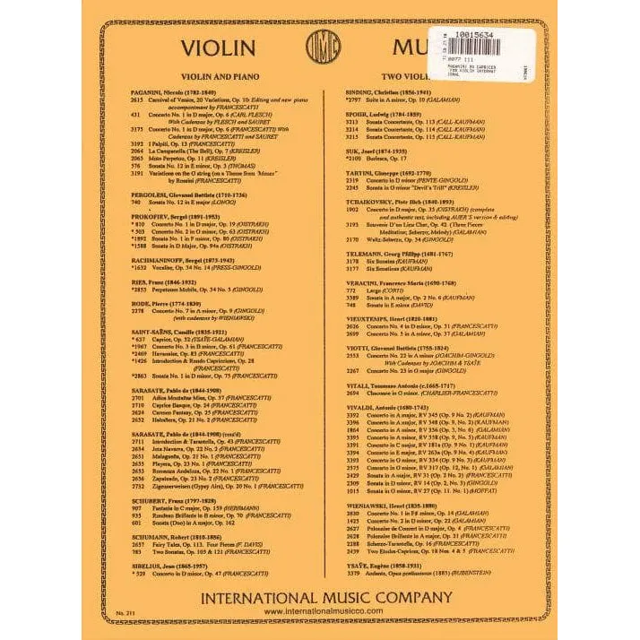 International Paganini 24 Capricen Op.1 Galamian Noten Violine Solo