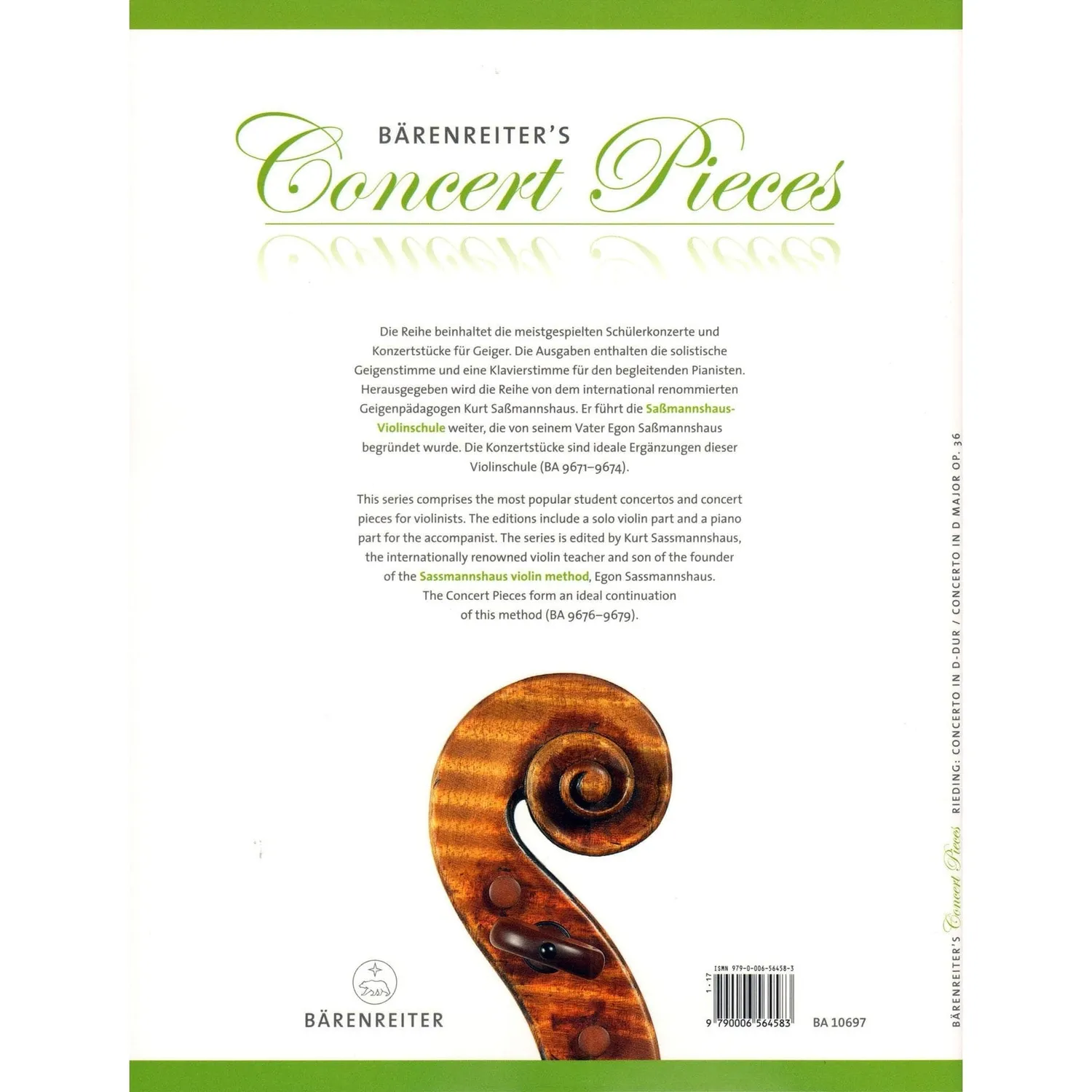 Bärenreiter Rieding op. 36 Violinkonzert Noten D-Dur