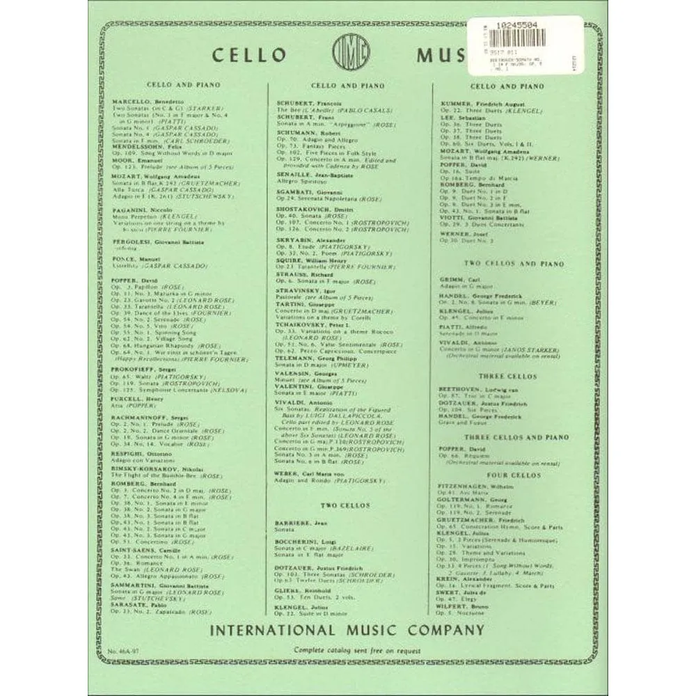 Beethoven Sonate Nr 1 F-Dur Op 5 Cello Klavier Noten