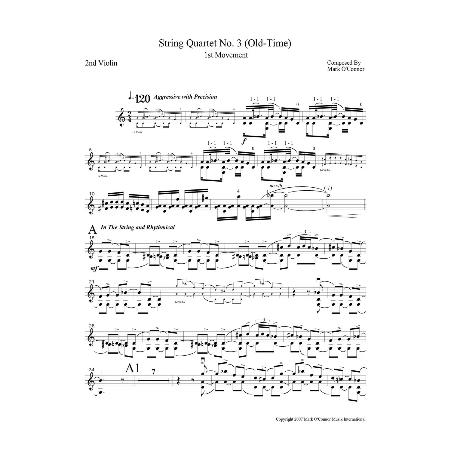 Mark O'Connor String Quartet No. 3 Old-Time Noten Violine 2 Download