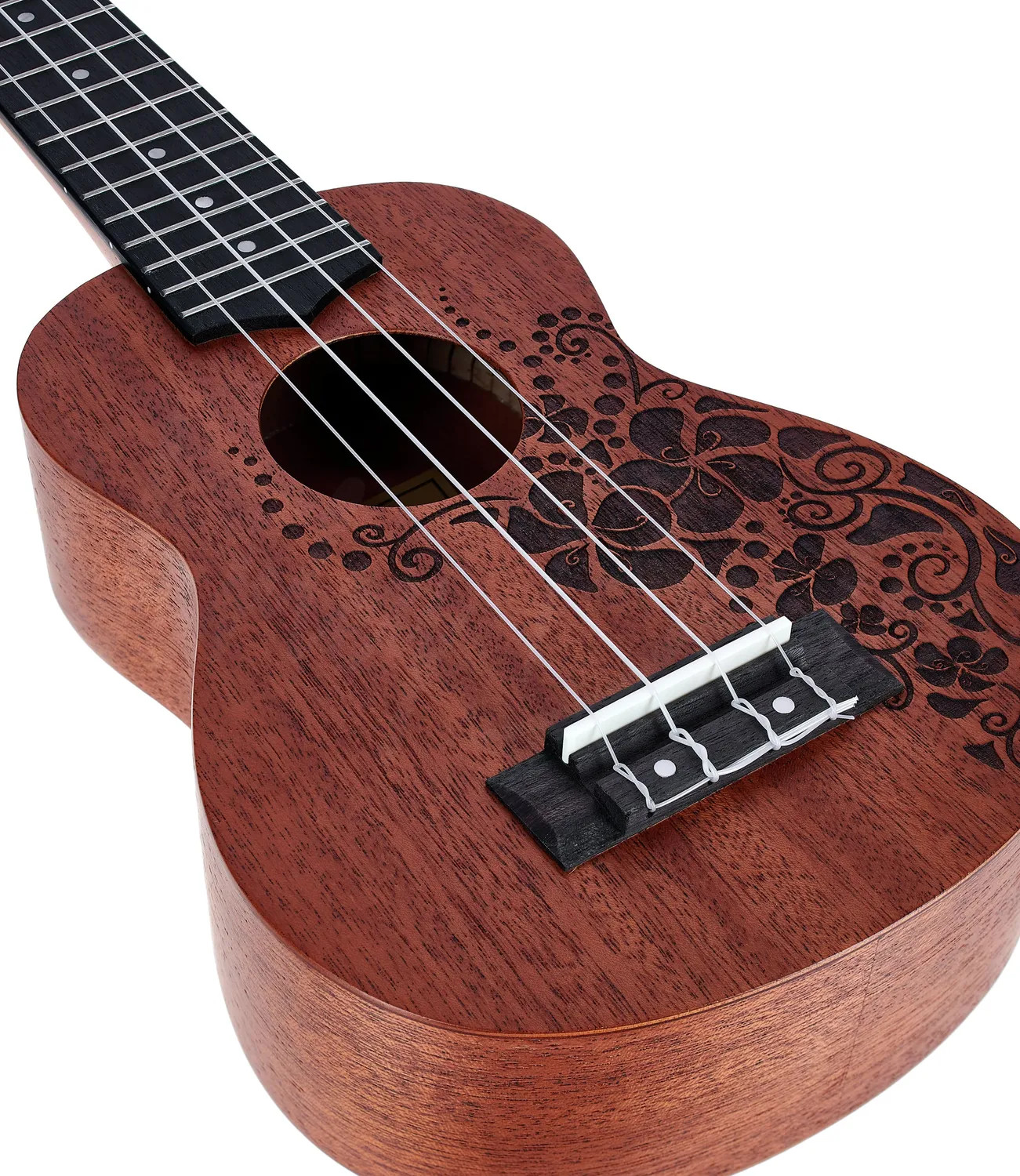 Harley Benton Kahuna-S Flower Sopran-Ukulele Mahagoni