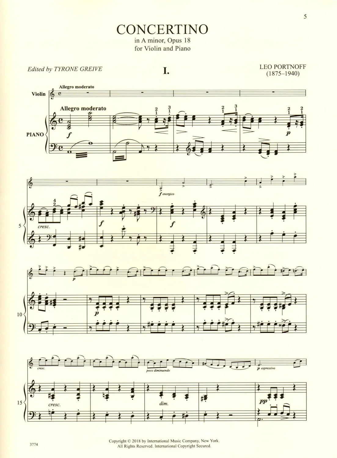 International Portnoff Concertino a-moll op.18 Noten Violine Klavier