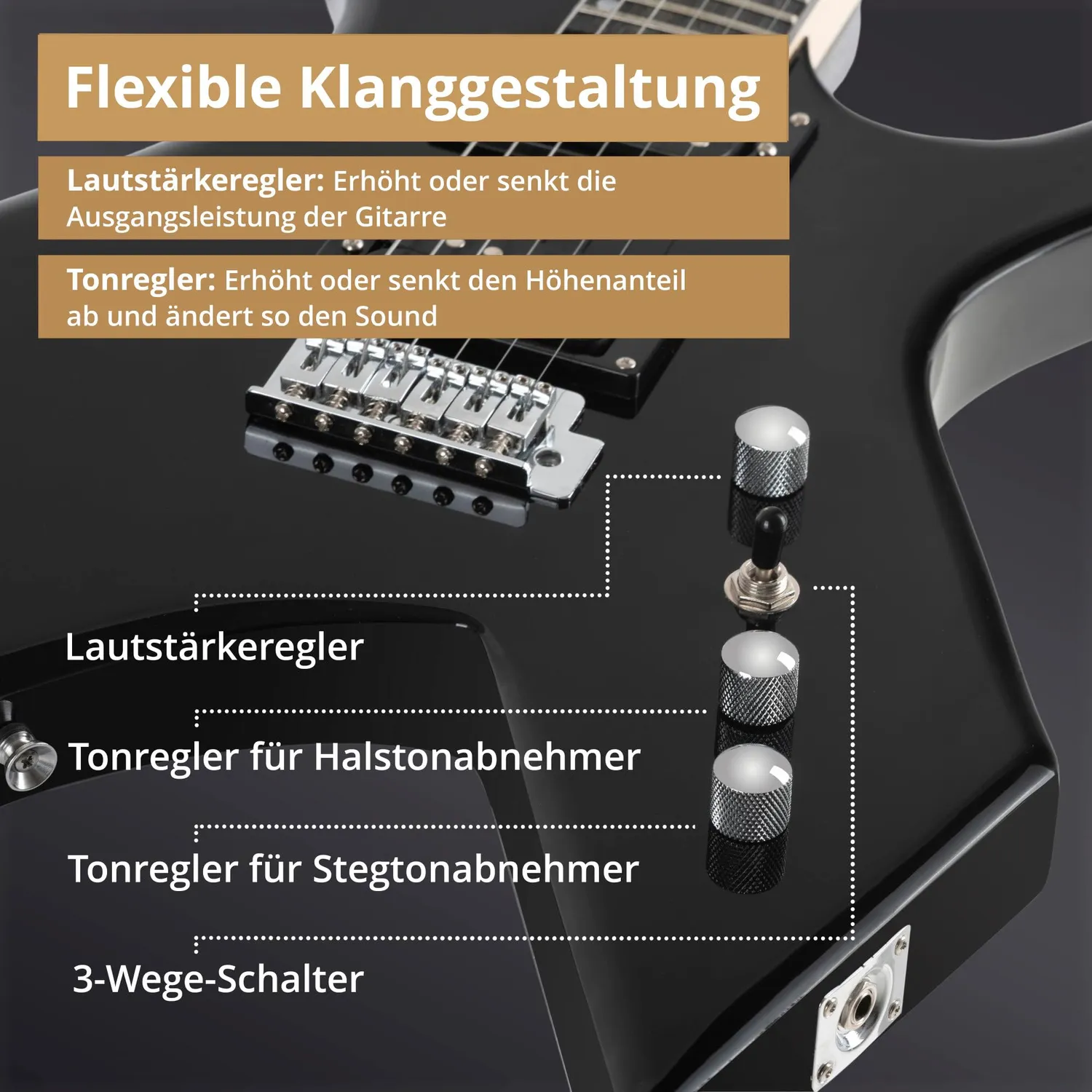 Rocktile Heavy Warhead E-Gitarre Black Gloss 24 Bünde