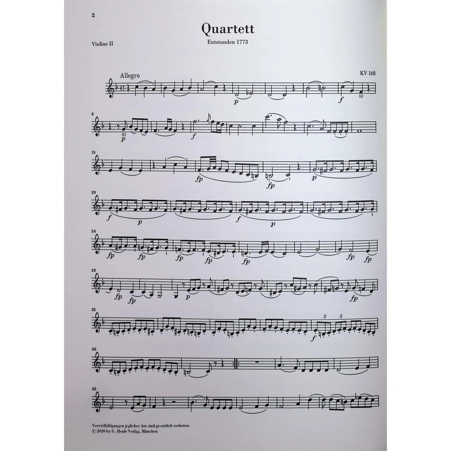 Henle Mozart Streichquartette Band II Noten Partitur Stimmen Urtext
