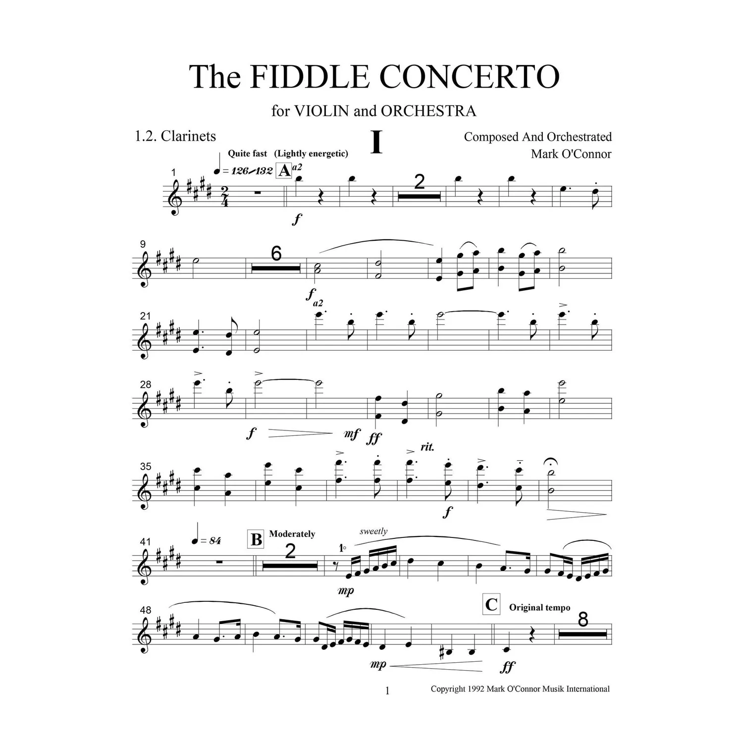 Mark OConnor Fiddle Concerto Noten Bläserstimmen Download
