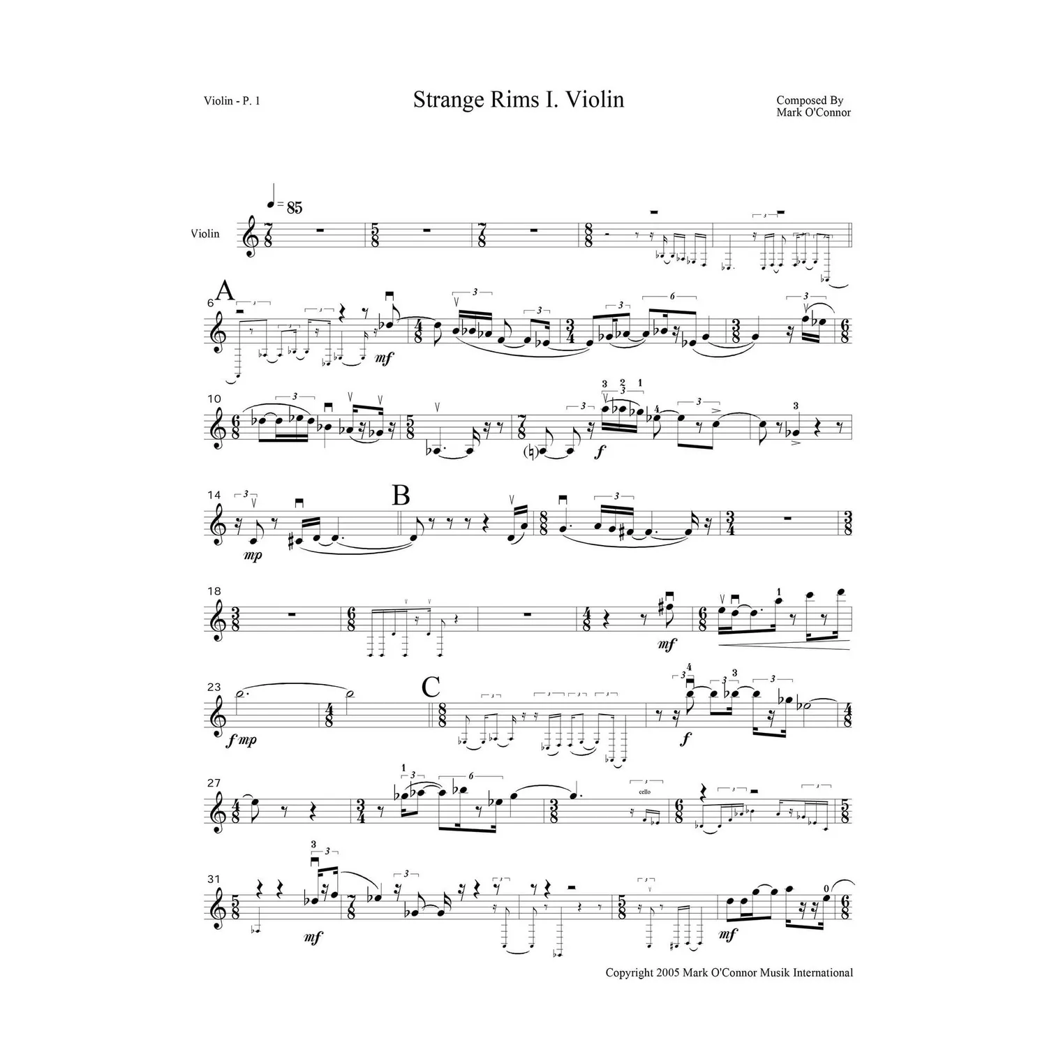 Shar Music Strange Rims Klaviertrio Violinstimme Download