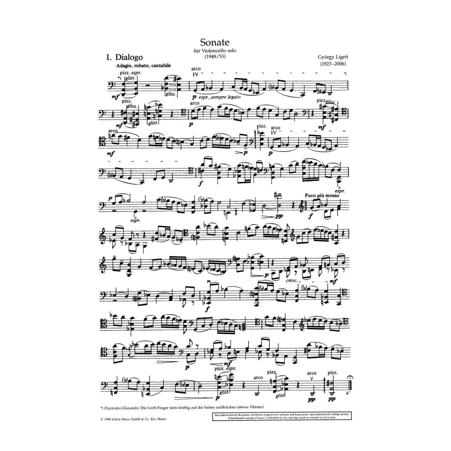 Ligeti Sonate Noten Cello Solo Schott
