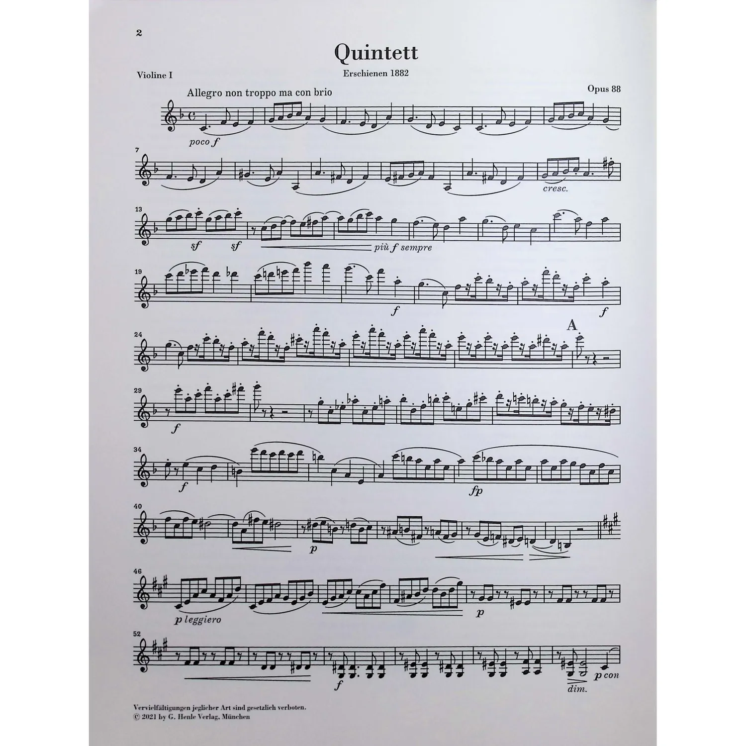 Shar Music Streichquintett Nr 1 Brahms Noten Henle Urtext