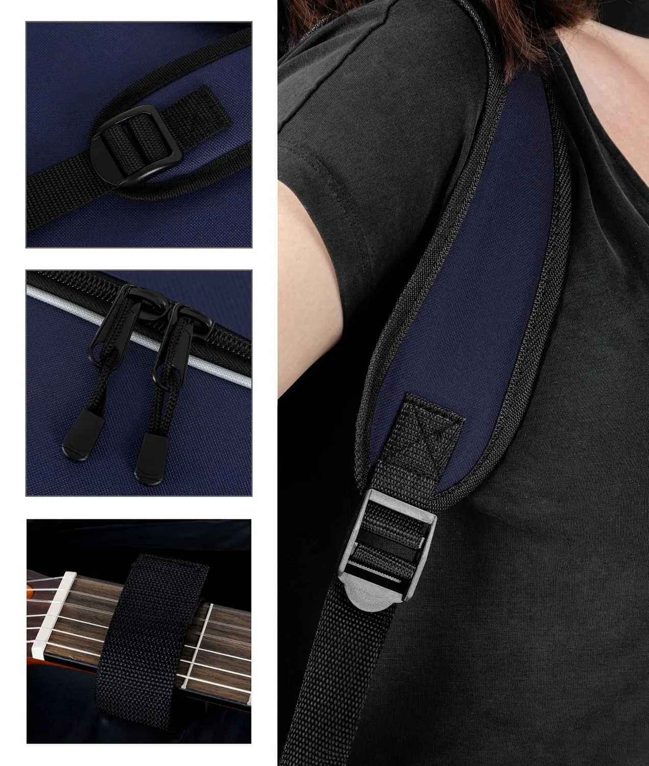 Rocktile 3/4 7/8 Klassik-Gitarrentasche Gigbag blau gepolstert