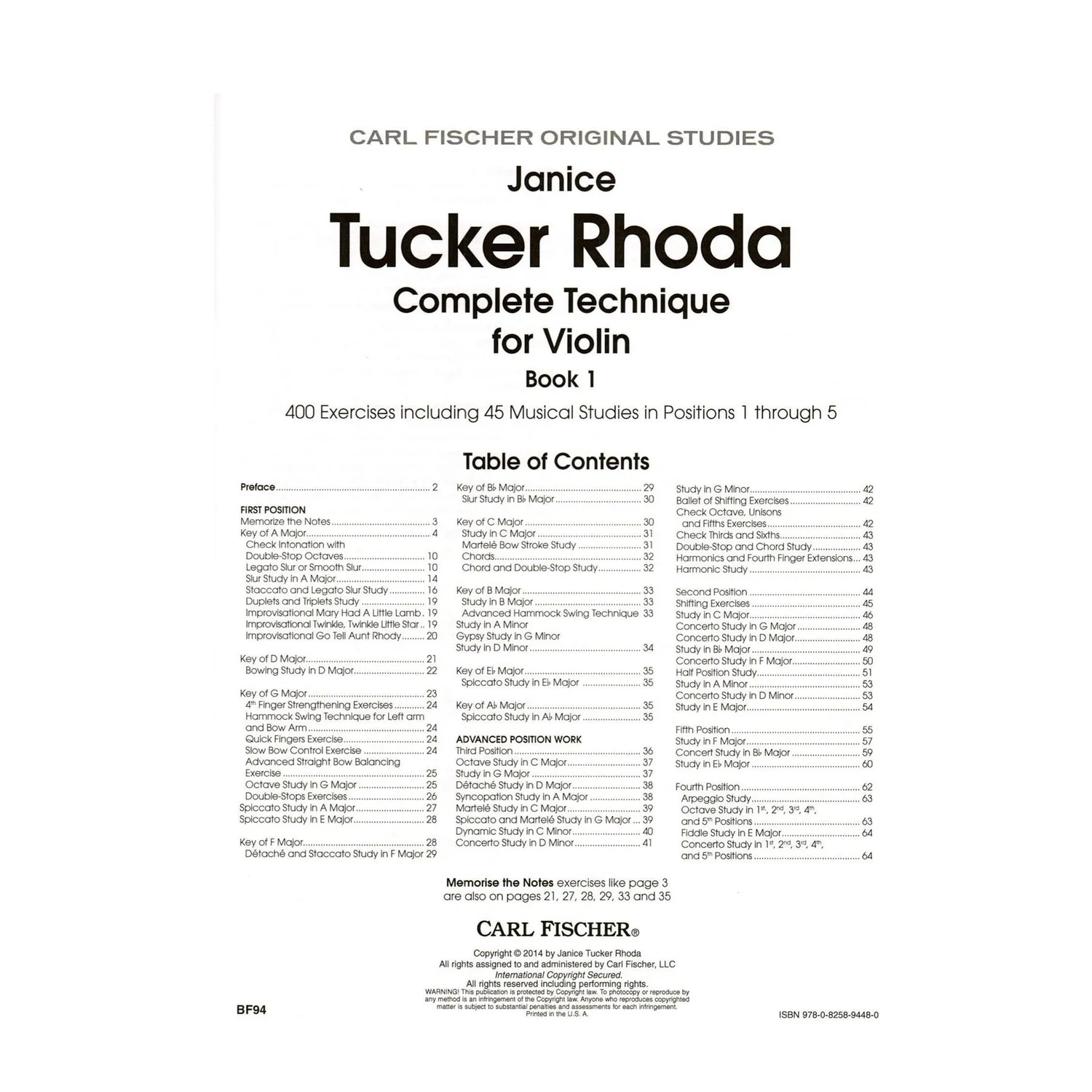 Rhoda Complete Technique Vol.1 Violinnoten Fischer